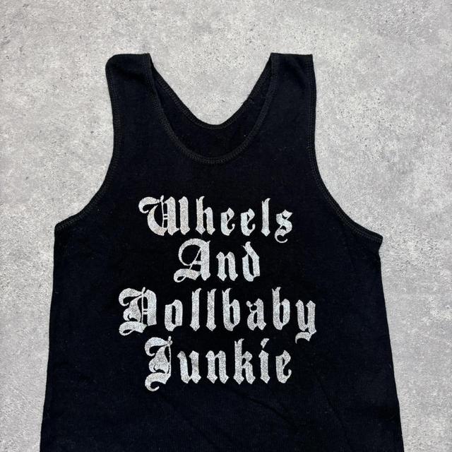 Black graphic text vest