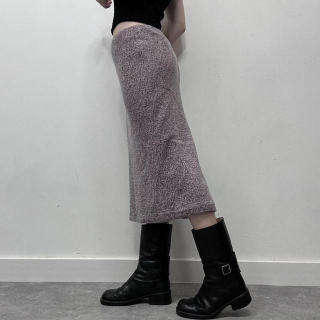 Pink tweed midi skirt