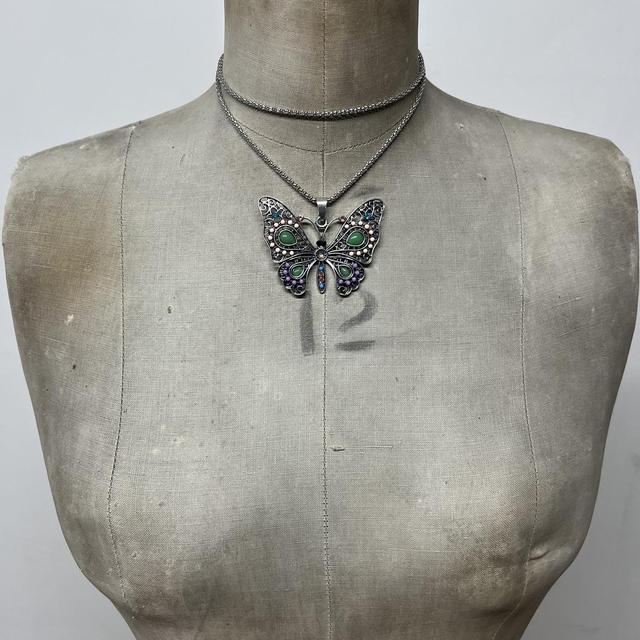 Regency butterfly flower gem necklace