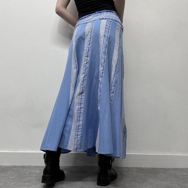 Blue pinstripe flared skirt