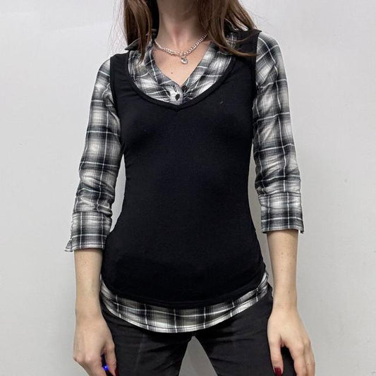 Black grunge layered shirt