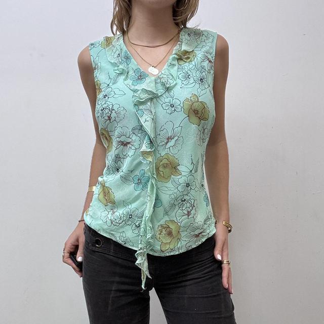 Vintage floral fairy silk flutter top