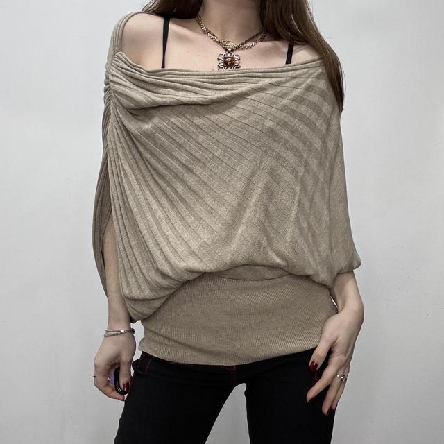 Batwing cowl neck knit jumper