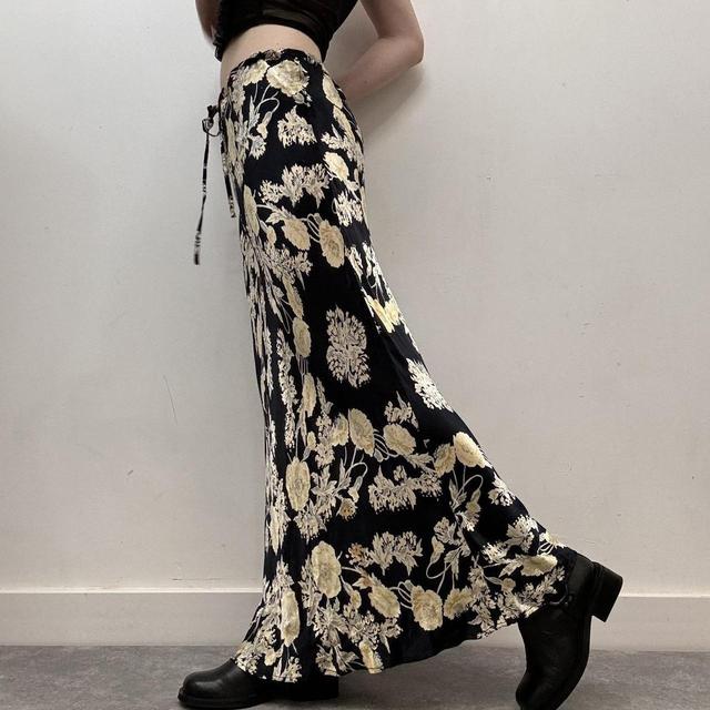 Maxi floral bias satin summer skirt