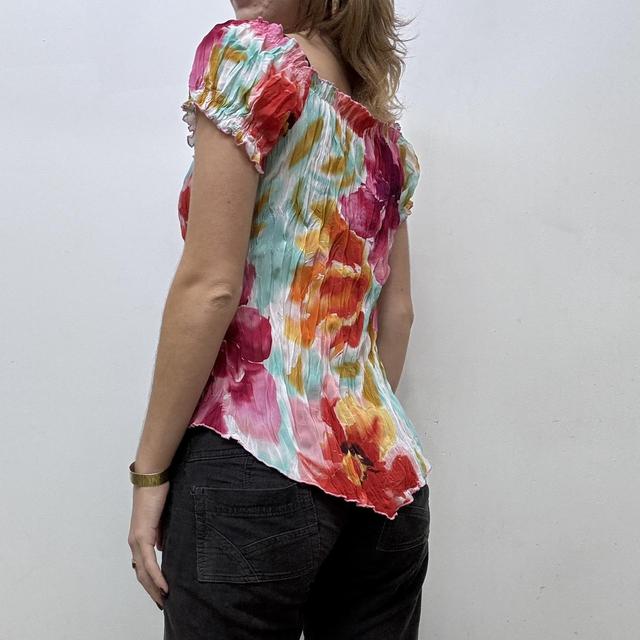 Crikle watercolour floral printed top
