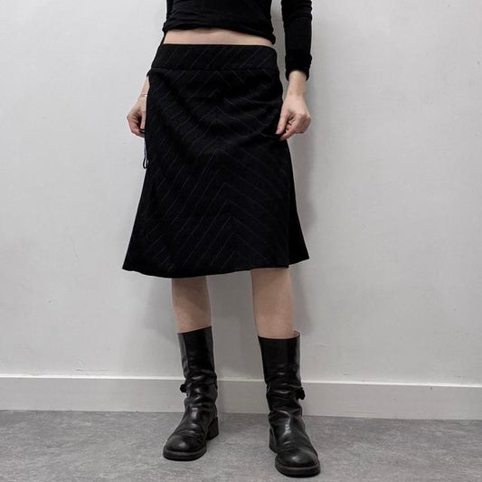 Flare pinstripe midi skirt