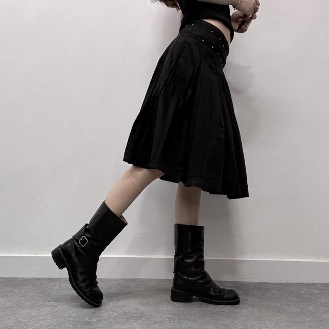 Black pleated midi skirt