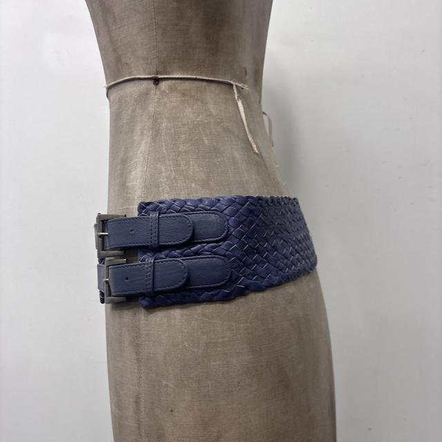 Woven leather chunky belt