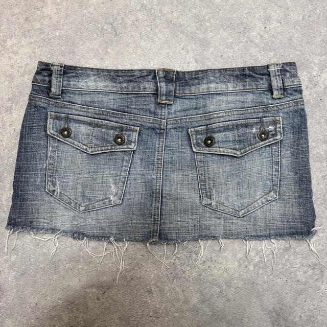 Denim fray mini skirt