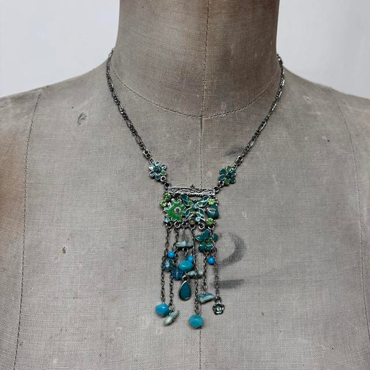 Silver gemstone fairy summer necklace
