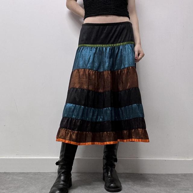 Metallic tiered hippie skirt