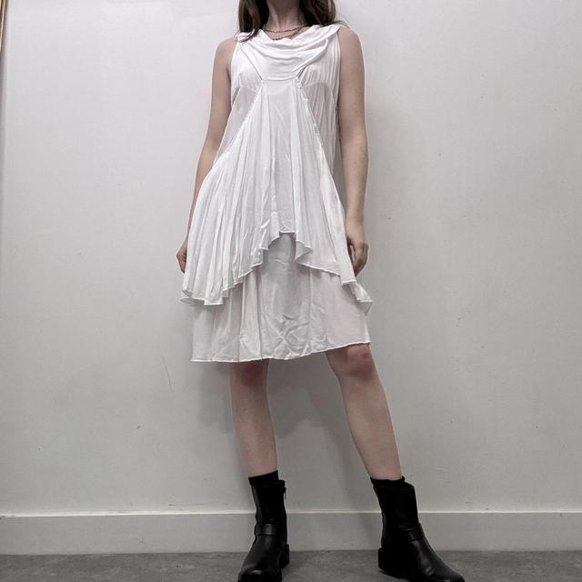 White drape layered dress
