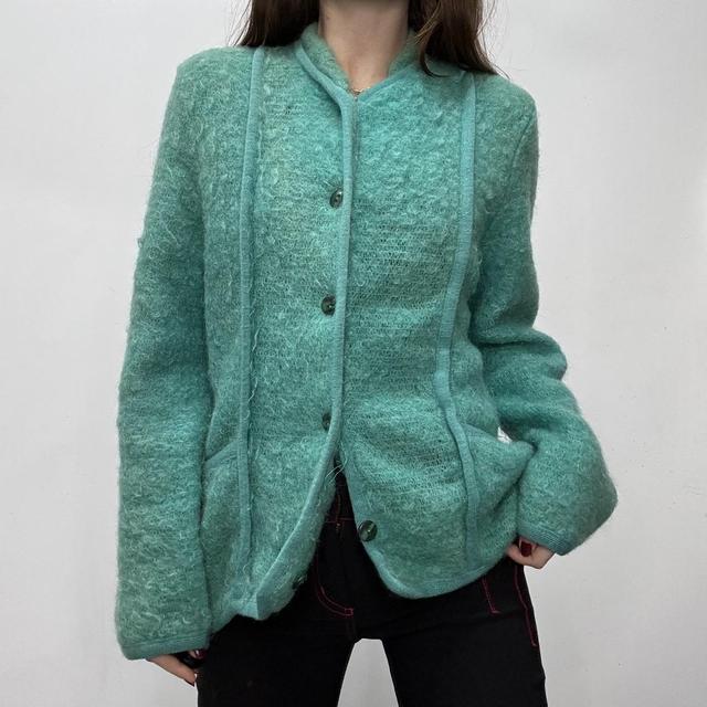 Green slouchy wool cardigan