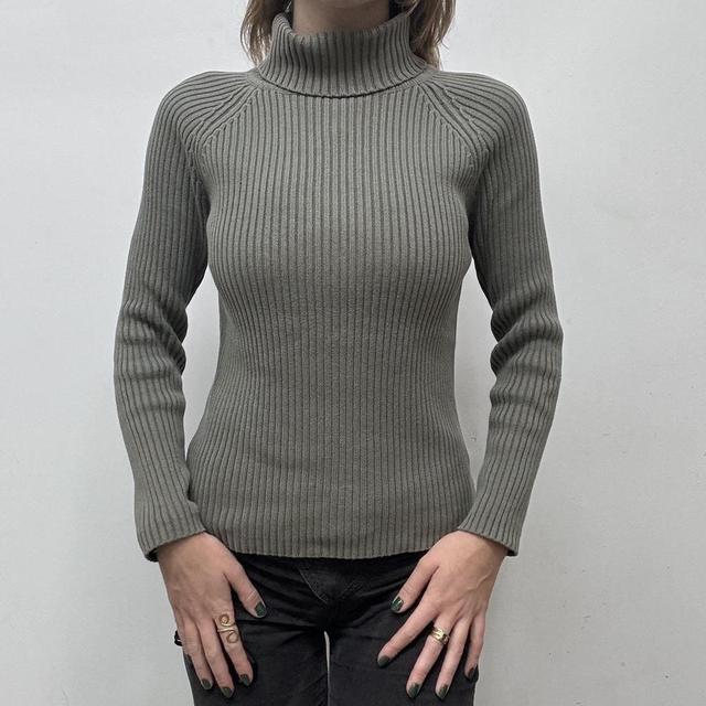 Khaki ribbed knit jumper