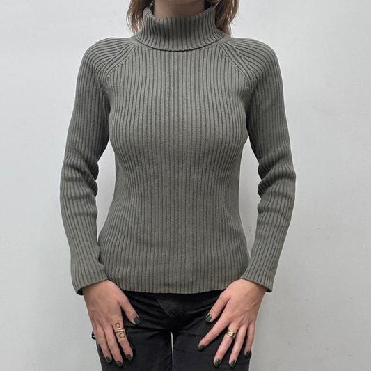 Khaki ribbed knit jumper