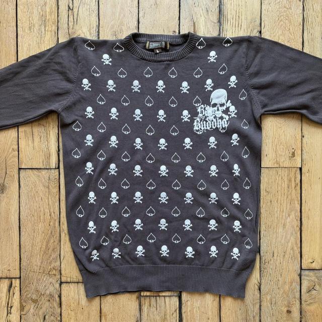 Brown knitted skull cotton jumper