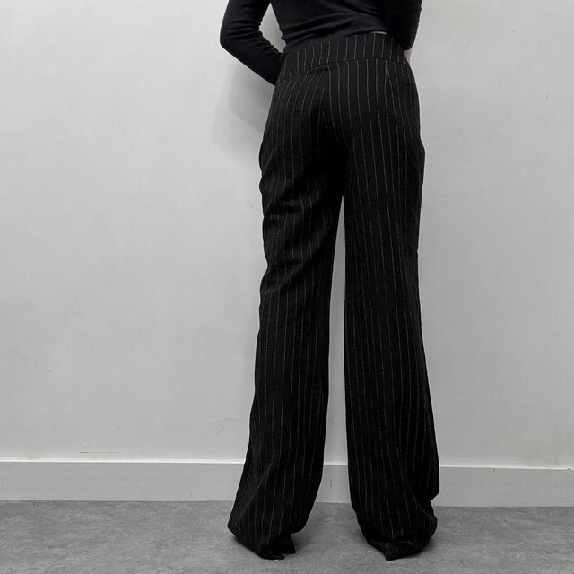 Pinstripe wide leg suit pants