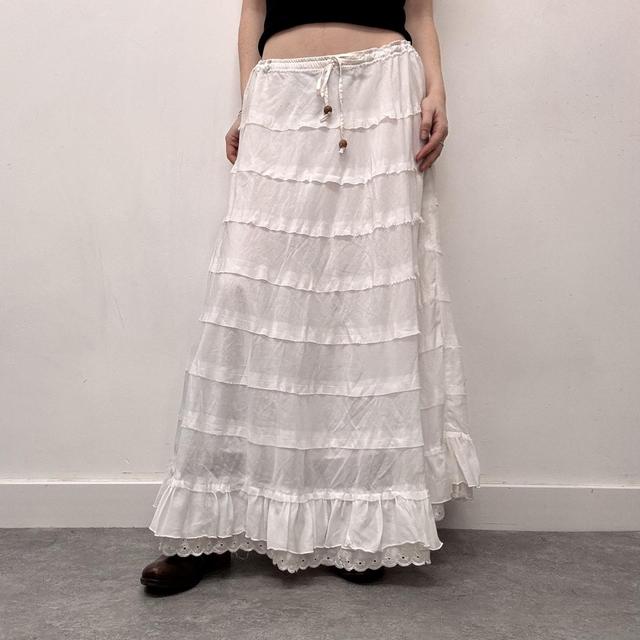 Lace layered tiered maxi skirt