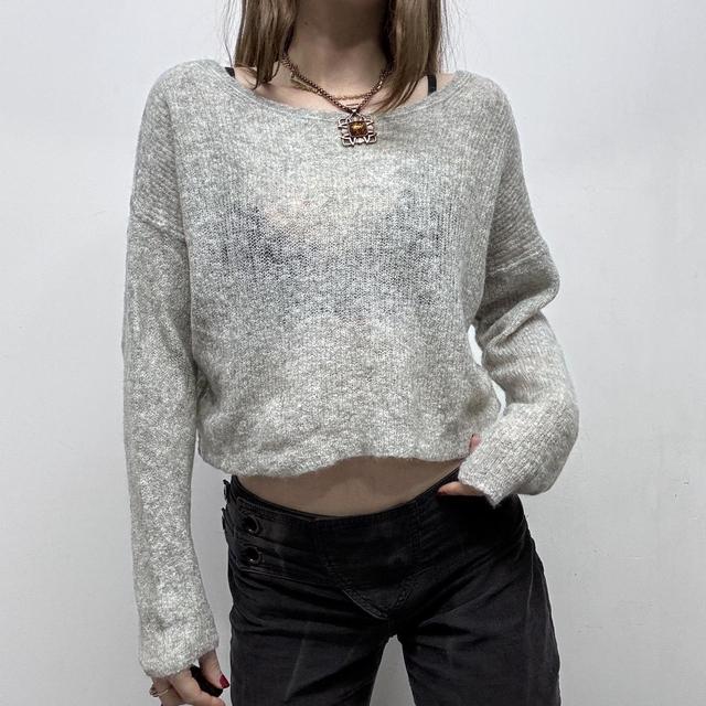 Sheer mohair knit cropped jumper