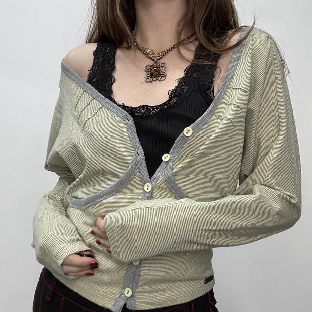 Slouchy pinstripe cropped cardigan