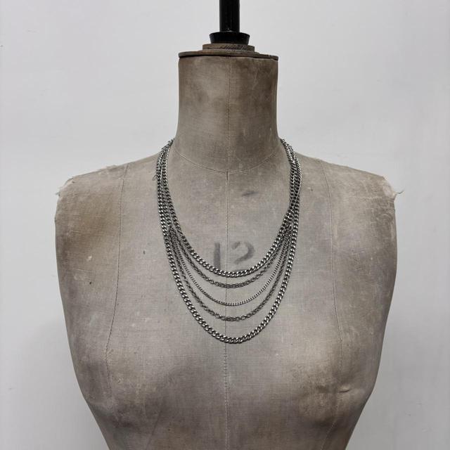 Layered silver chain necklace