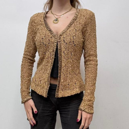 Lace brown crochet cardigan