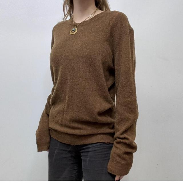 Brown wool distressed jumper