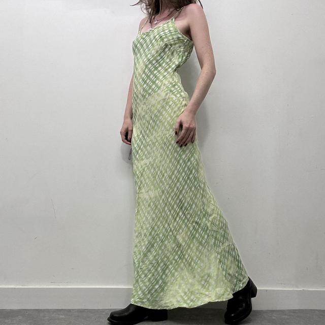 Green gingham checked dress