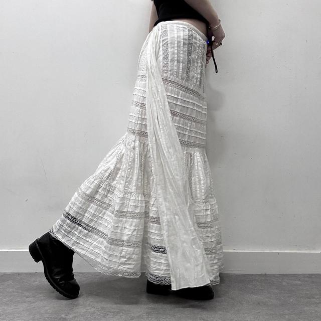 White lace coquette cottage maxi skirt