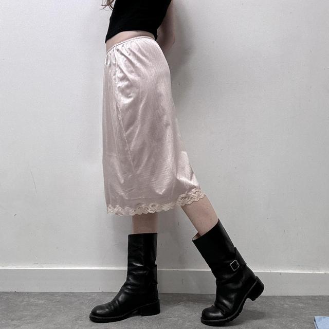 Coquette pink lace slip skirt