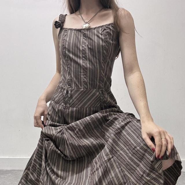 Vintage pinstripe aline maxi dress