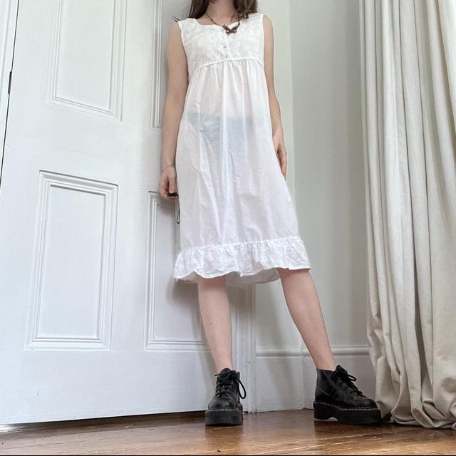 White cotton midi summer dress