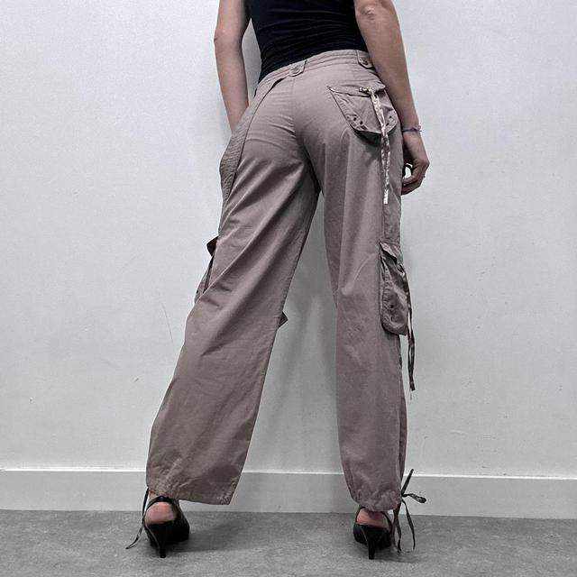 Tan wide leg cargo trousers