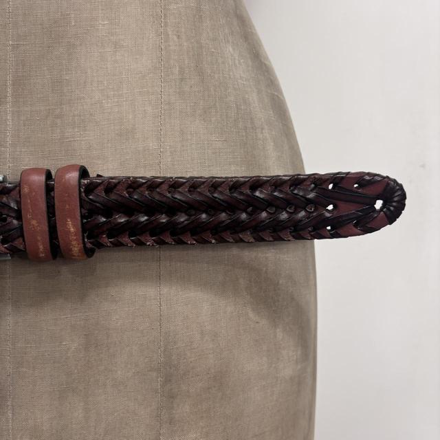 Brown woven leather belt
