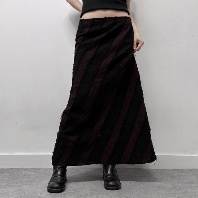 Textured striped maxi flare skirt