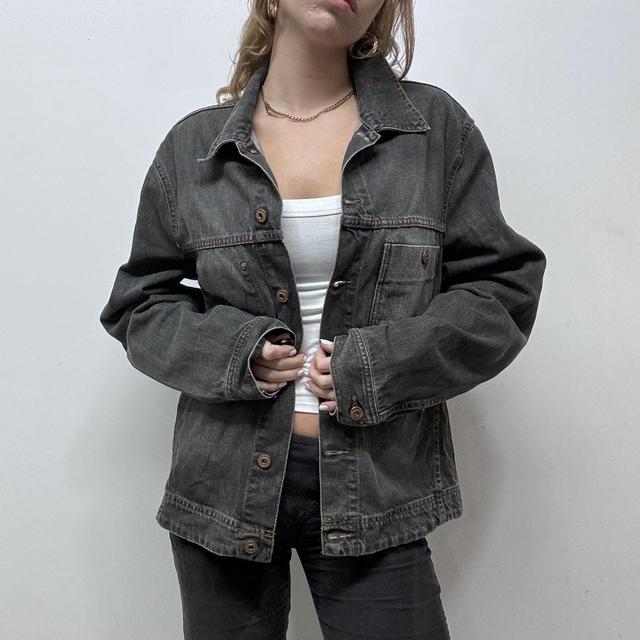 Black denim distressed jacket