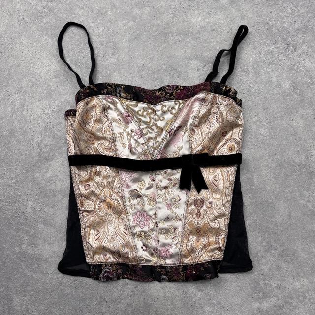 Silky paisley bow corset
