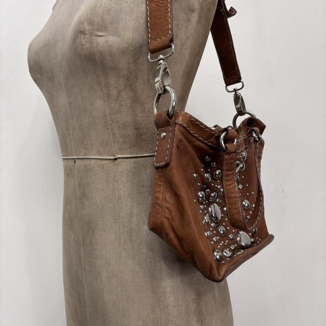 Tan leather studded mini bag