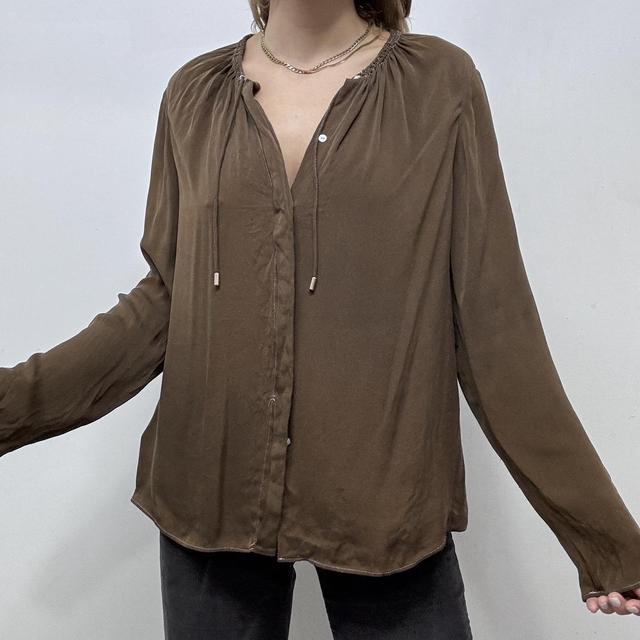 Brown silk floaty blouse