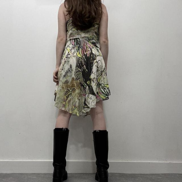 Abstract floral bias midi dress