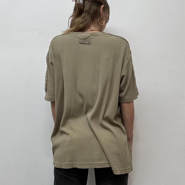 Khaki ribbed military tshirt