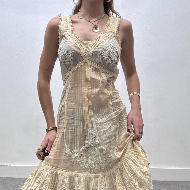 Sheer lace floral antique style dress