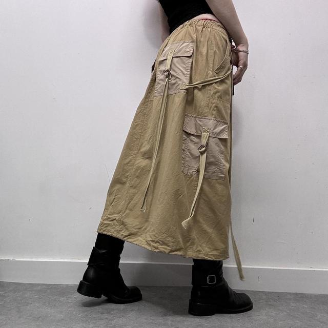 Tan flared cargo utility skirt