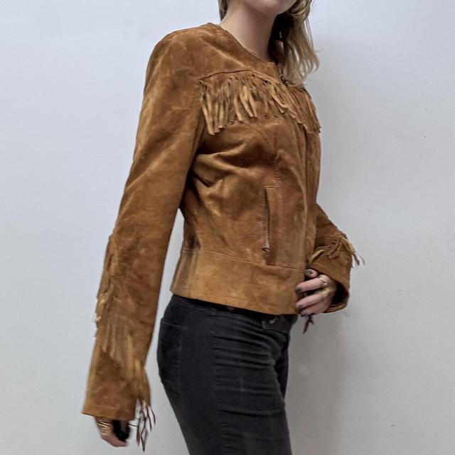 Western tassel leather suede jacket