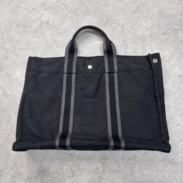 Black hermes canvas tote