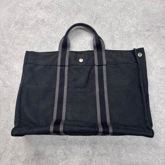 Black hermes canvas tote