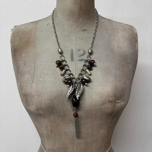 Silver drape charm necklace