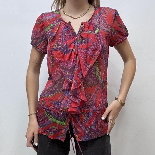 Sheer floral silk paisley shirt