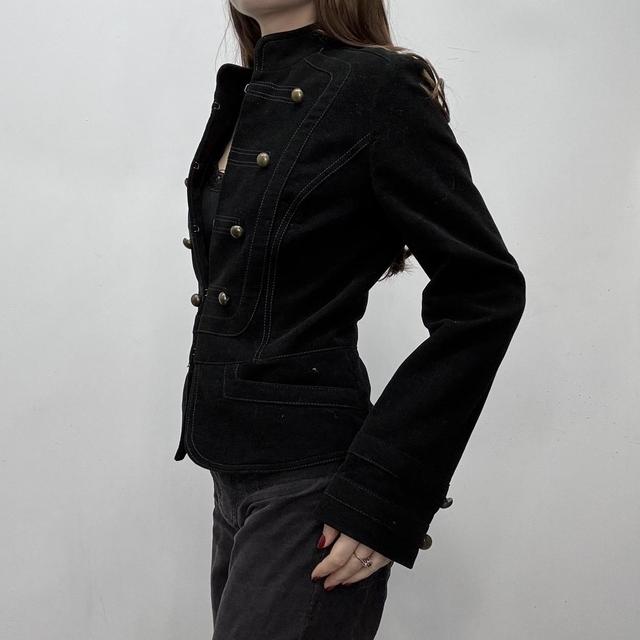 Black military fitted velvet jacket