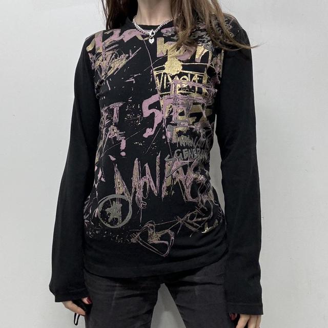 Graphic grunge text print tshirt